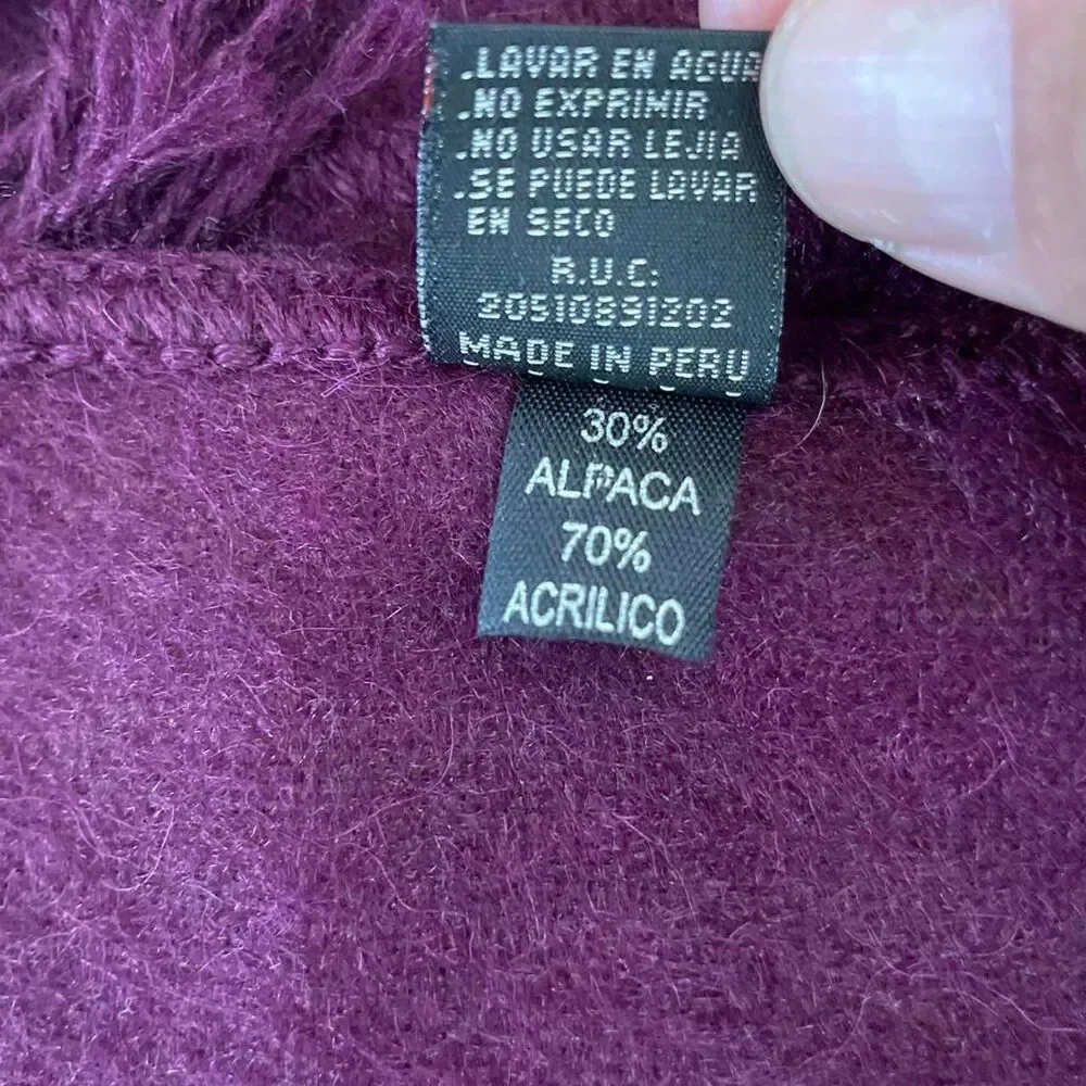 Alpaca Camargo Rectangular Fringe Scarf Purple